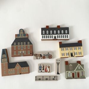 Cat's Meow Village 9 Collectibles Wood Buildings Church Light People Horse